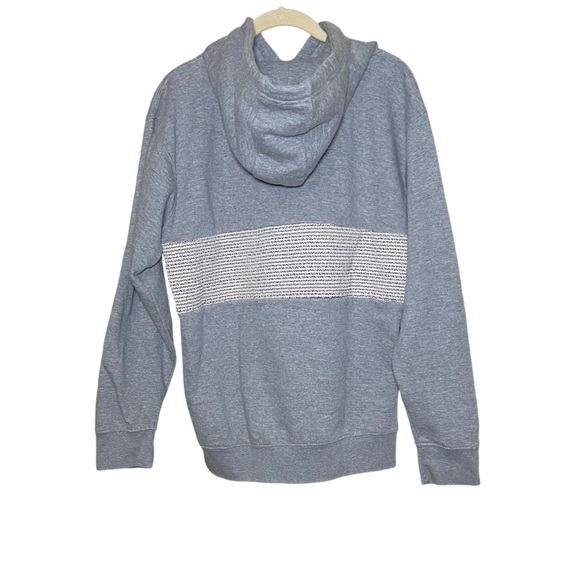 Grey Embroidered Hoodie Medium Dropped Shoulder Oversized Cotton Striped - Picture 2 of 5